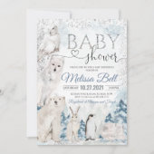 Woodland Animal Baby shower uitnodiging Arctisch d (Voorkant)
