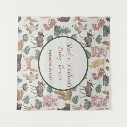 Woodland Animal Baby shower Wandkleed (Voorkant (horizontaal))