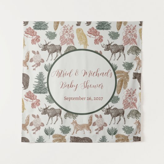 Woodland Animal Baby shower Wandkleed (Voorkant)