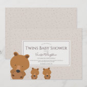 Woodland Animal Beer Twins Baby shower Kaart (Voorkant / Achterkant)