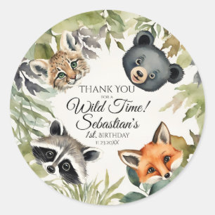 Woodland Animal Birthday Bedankt Ronde Sticker