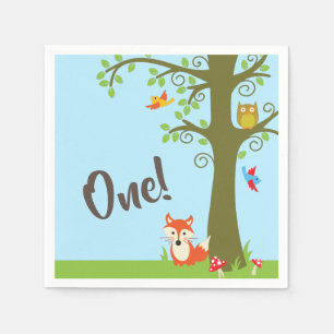 Woodland Animal Birthday Cute Kinder Forest Friend Servet