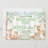 Woodland Animal Birthday Party Uitnodiging (Voorkant)