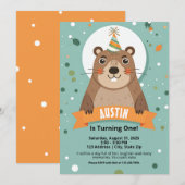 Woodland Animal Birthday Uitnodigingen voor kinder (Voorkant / Achterkant)
