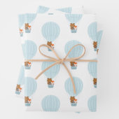 Woodland Animal Blue Hot Air Ballon Inpakpapier Vel (In situ)