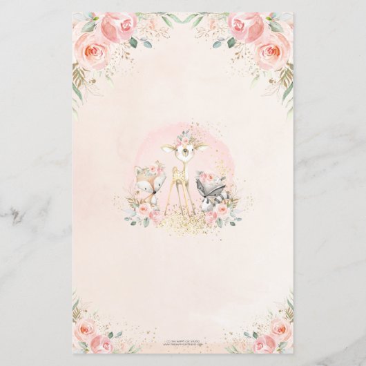 Woodland Animal Blush Floral vind het gastspel (Achterkant)