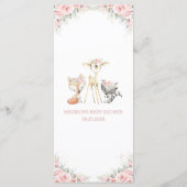 Woodland Animal Blush Roze Bloemen Baby shower Men Programmakaart (Achterkant)