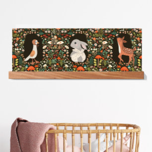 Woodland Animal Boho Floral Triptych Poster