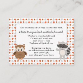 Woodland Animal Book Request / baby shower insert Informatiekaartje
