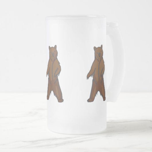 Woodland Animal Brown Grizzly Beer Matglas Bierpul (Voorkant rechts)