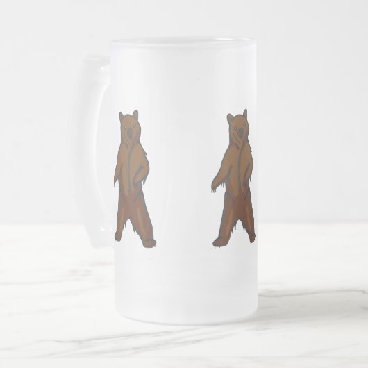 Woodland Animal Brown Grizzly Beer Matglas Bierpul (Voorkant links)