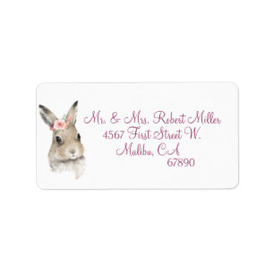 Woodland Animal Bunny Waterverf Adres Label