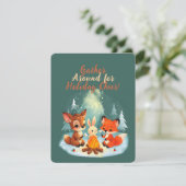 Woodland Animal Campfire Kerstscène Feestdagenkaart (Staand voorkant)