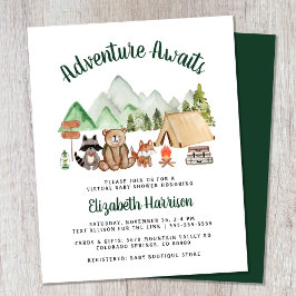 Woodland Animal Camping Virtual Baby shower Invite