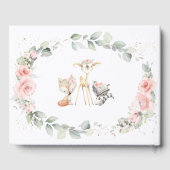 Woodland Animal Chic Blush Roze Bloemen Baby showe Gastenboek (Achterkant)