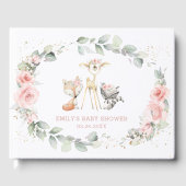Woodland Animal Chic Blush Roze Bloemen Baby showe Gastenboek (Voorkant)
