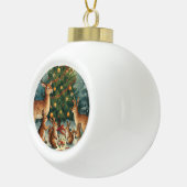 Woodland Animal Christmas Scene Keramische Bal Ornament (Rechts)