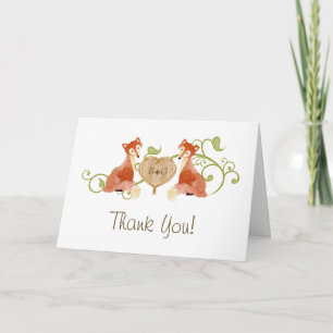 Woodland Animal Creatures, Fox n Vines Weddings Bedankkaart