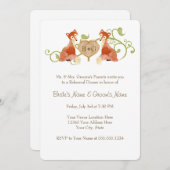 Woodland Animal Creatures, Fox n Vines Weddings Kaart (Voorkant / Achterkant)