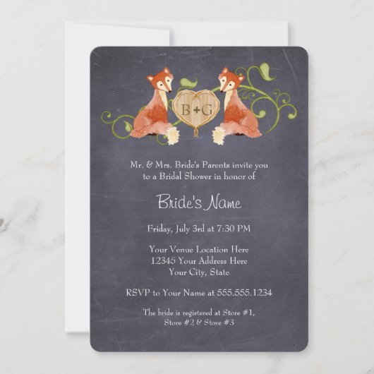 Woodland Animal Creatures, Fox n Vines Weddings Kaart (Voorkant)