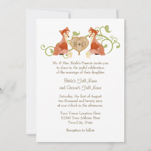 Woodland Animal Creatures, Fox n Vines Weddings Kaart