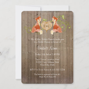 Woodland Animal Creatures, Fox n Vines Weddings Kaart