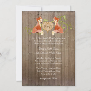 Woodland Animal Creatures, Fox n Vines Weddings Kaart