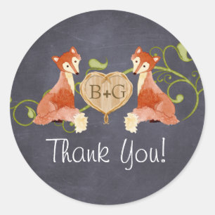 Woodland Animal Creatures, Fox n Vines Weddings Ronde Sticker