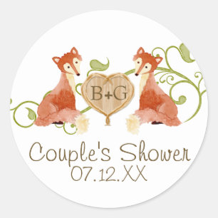 Woodland Animal Creatures, Fox n Vines Weddings Ronde Sticker