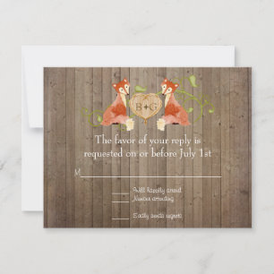 Woodland Animal Creatures, Fox n Vines Weddings RSVP Kaartje