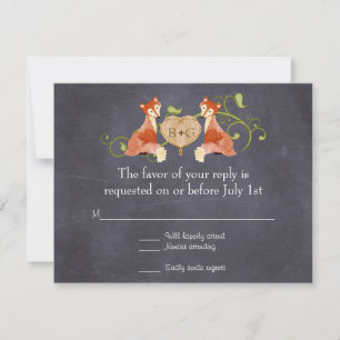 Woodland Animal Creatures, Fox n Vines Weddings RSVP Kaartje