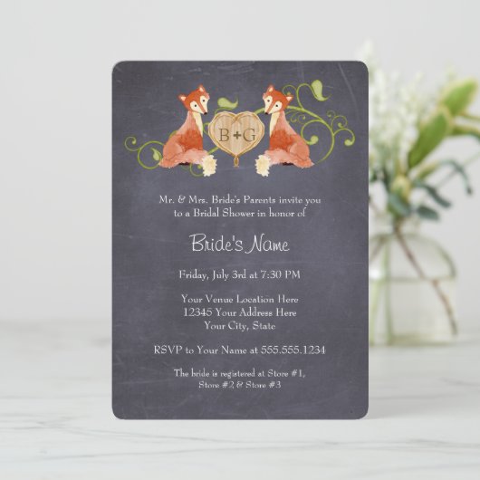 Woodland Animal Creatures, Fox n Vines Weddings Save The Date (Staand voorkant)