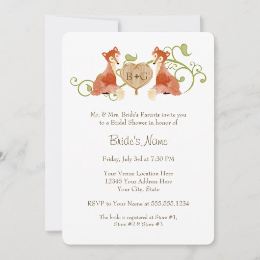 Woodland Animal Creatures, Fox n Vines Weddings Save The Date (Voorkant)