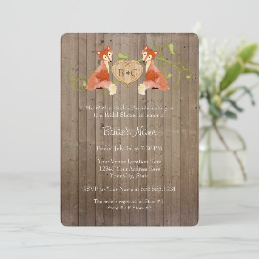 Woodland Animal Creatures, Fox n Vines Weddings Save The Date (Staand voorkant)