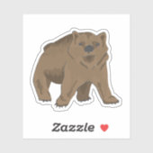 Woodland Animal Cute Grizzly Baby Beer Sticker (Vel)