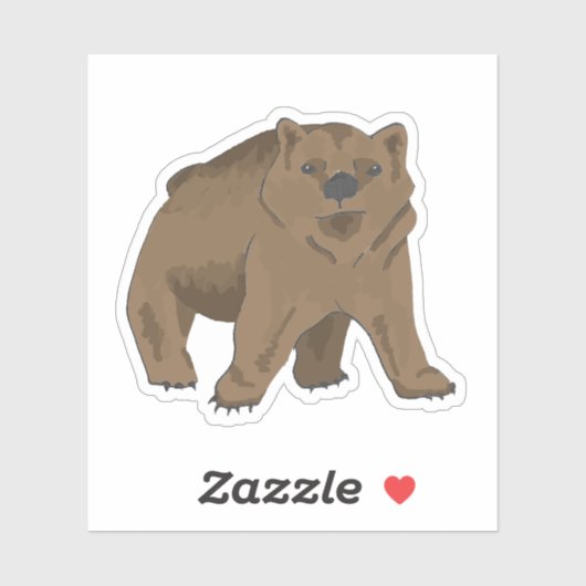 Woodland Animal Cute Grizzly Baby Beer Sticker (Vel)
