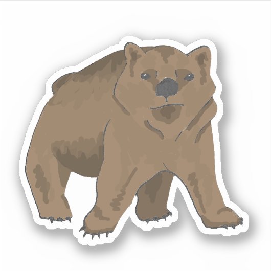 Woodland Animal Cute Grizzly Baby Beer Sticker (Voorkant)