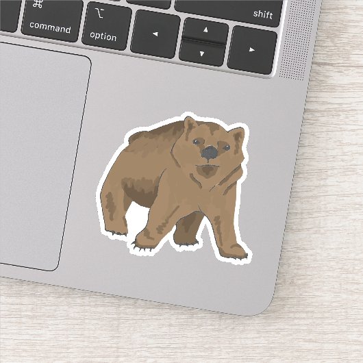 Woodland Animal Cute Grizzly Baby Beer Sticker (Detail)