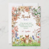 Woodland Animal Dank je wel Bedankkaart (Achterkant)