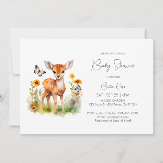 Woodland Animal Deer Baby shower Kaart (Voorkant)
