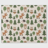 Woodland Animal Deer Beer Uil Wapping Papier (Vlak)