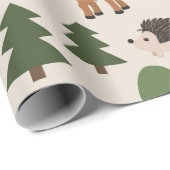 Woodland Animal Deer Beer Uil Wapping Papier (Rol Hoek)