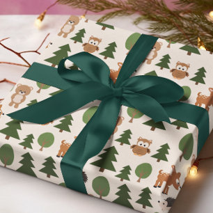 Woodland Animal Deer Beer Uil Wapping Papier