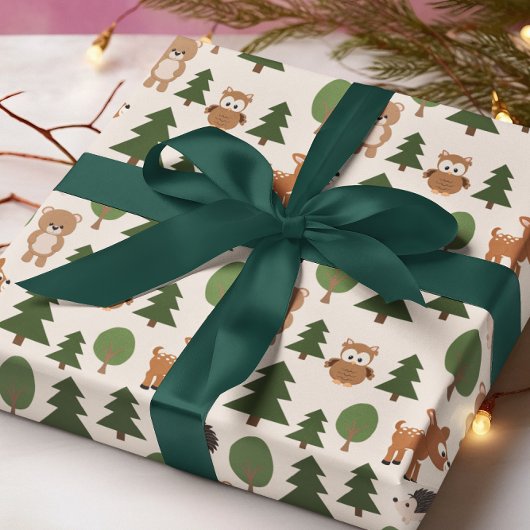 Woodland Animal Deer Beer Uil Wapping Papier