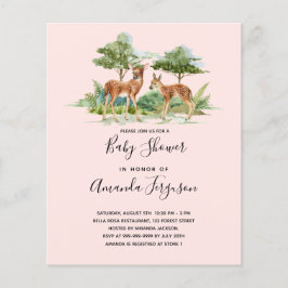 Woodland animal deer budget baby shower uitnodigin