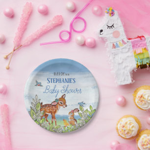 Woodland Animal Deer Bunny Duck Baby shower P Papieren Bordje