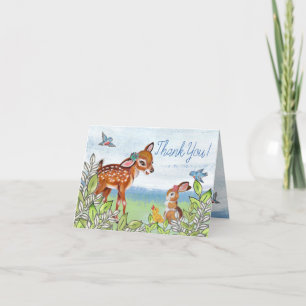 Woodland Animal Deer Bunny Duck Cute Baby Blank Bedankkaart
