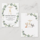 Woodland Animal Deer Greenery Wreath Diaper Raffle Informatiekaartje (Voorkant / Achterkant)