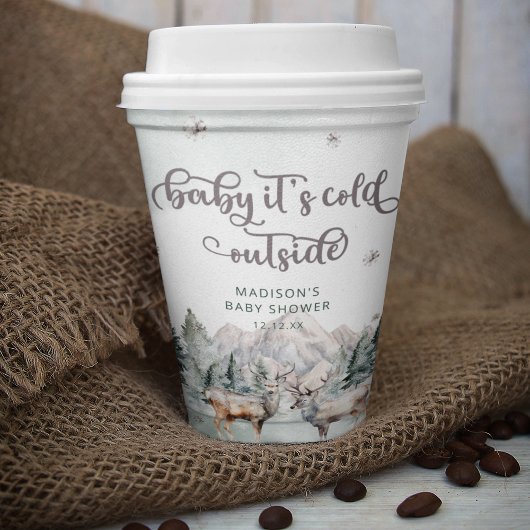 Woodland Animal Deer Winter Baby shower Papieren b Papieren Bekers