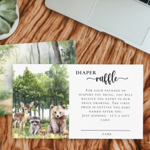 Woodland Animal Diaper Raffle Kaart voor Baby show